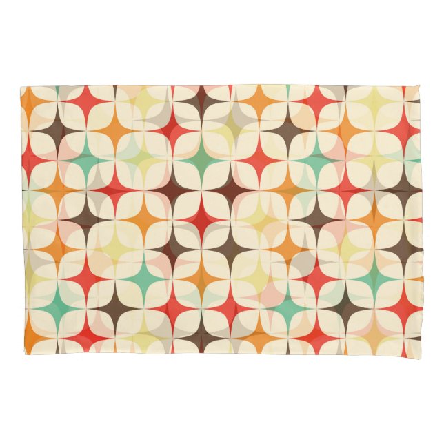Colourful Stars Retro Geometric Pattern Pillowcase (Front)