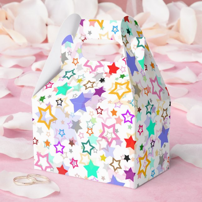 Colourful Stars White  Favour Box (Wedding)