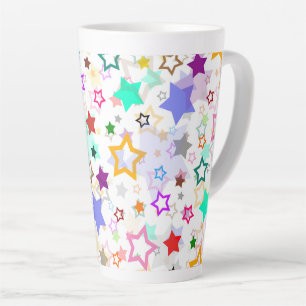 Colourful Stars White  Latte Mug