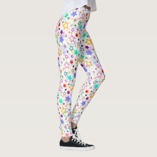 Colourful Stars White Leggings