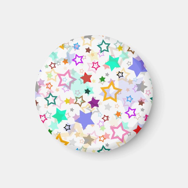 Colourful Stars White  Magnet (Front)