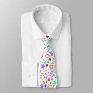 Colourful Stars White Tie
