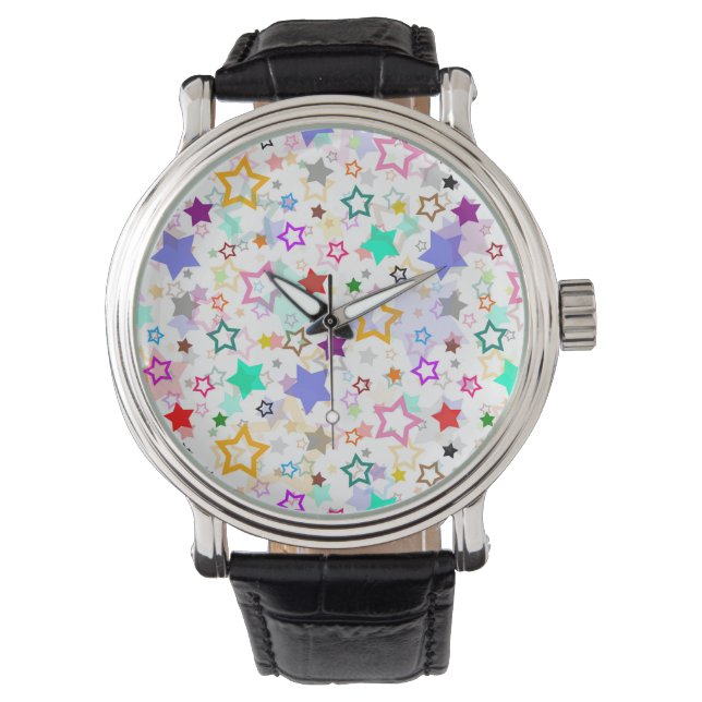 Colourful Stars White  Watch (Front)