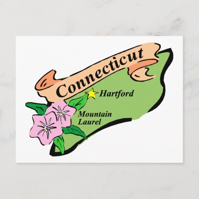 Colourful State of Connecticut Map Tees, Gifts Postcard (Front)