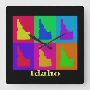 Colourful State of Idaho Pop Art Map Square Wall Clock