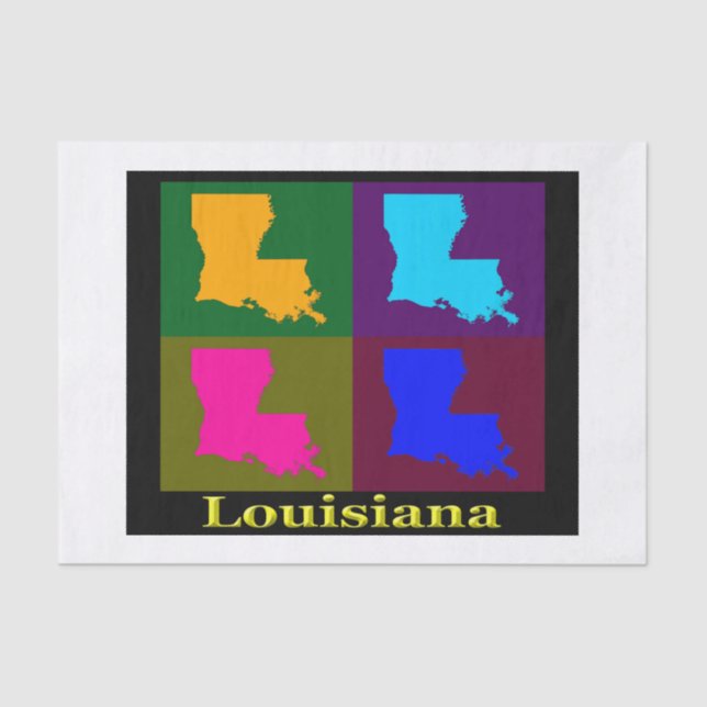Colourful State of Louisiana Pop Art Map Tissue Paper (Front)