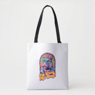 Colourful Stay Groovy Moo Deng Pygmy Hippo Design  Tote Bag