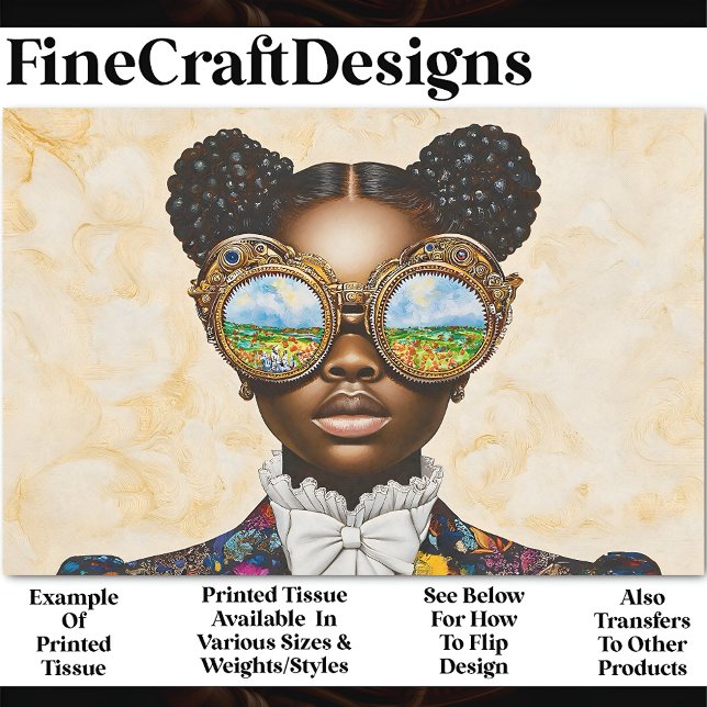 Colourful Steampunk Dark Skin Girl AD3L Decoupage Tissue Paper (Creator Uploaded)