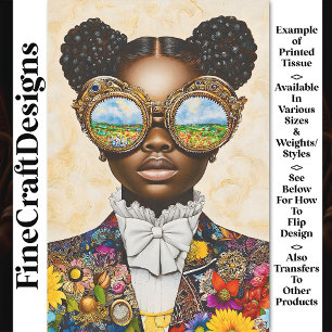 Colourful Steampunk Dark Skin Girl AD3P Decoupage Tissue Paper