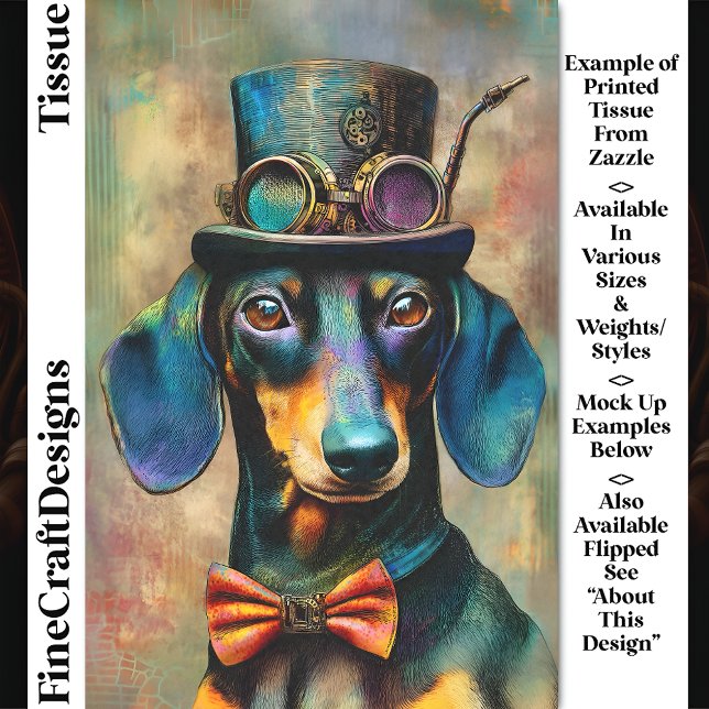 Colourful Steampunk Dog In Bow Tie DK7R Decoupage Tissue Paper (Creator Uploaded)