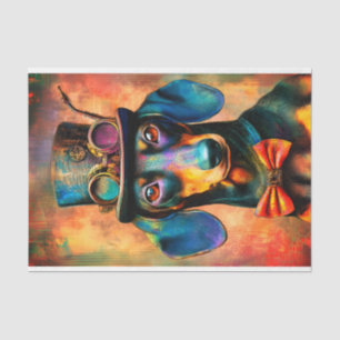 Colourful Steampunk Dog In Bow Tie DK7RF Decoupage Tissue Paper