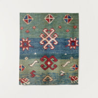 Colourful Steel Blue Light Green Chequered 