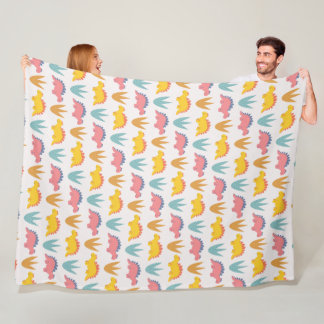 Colourful Stegosaurus and Plants Fleece Blanket