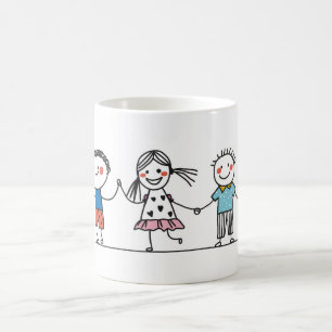 Colourful Stick Man Illustration Set Coffee Mug