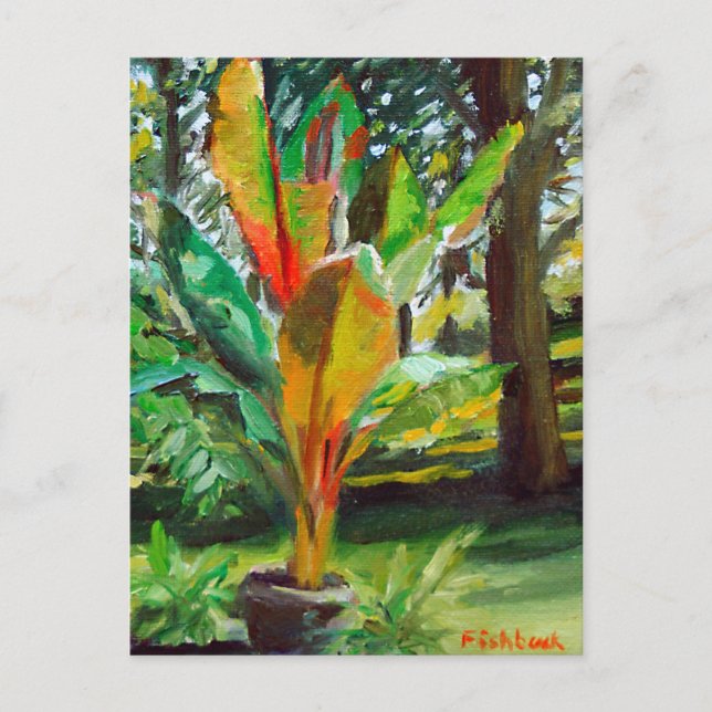 Colourful Still Life Painting of Banana Tree Plant Postcard (Front)