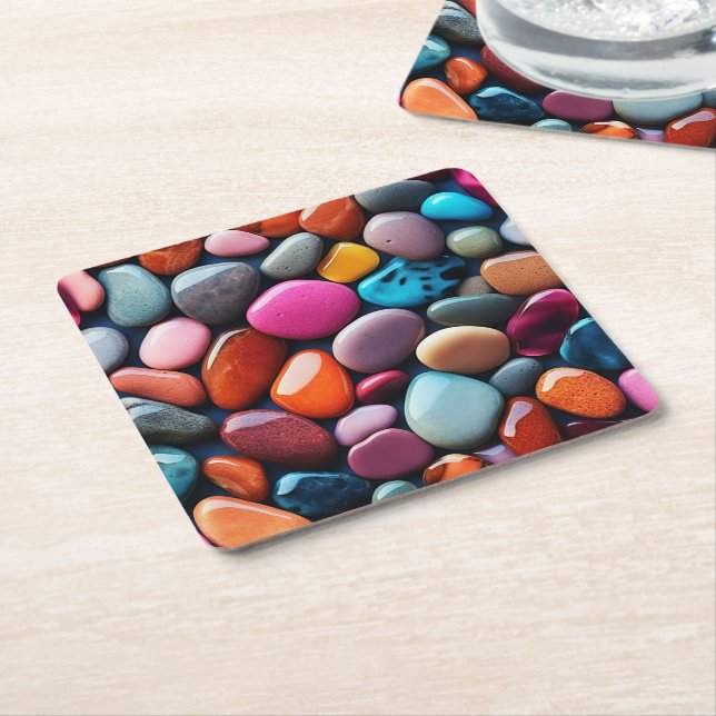 Colourful Stone Background Paper Coaster (Angled)