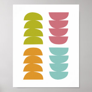 Colourful Stones Mid Century Modern Abstract Poster
