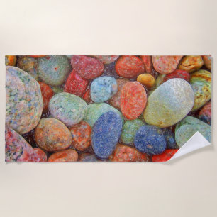 Colourful stones, pebbles, rocks beach towel