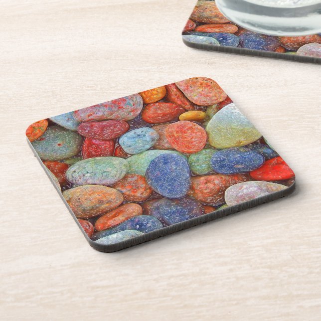 Colourful stones, pebbles, rocks coaster (Left Side)