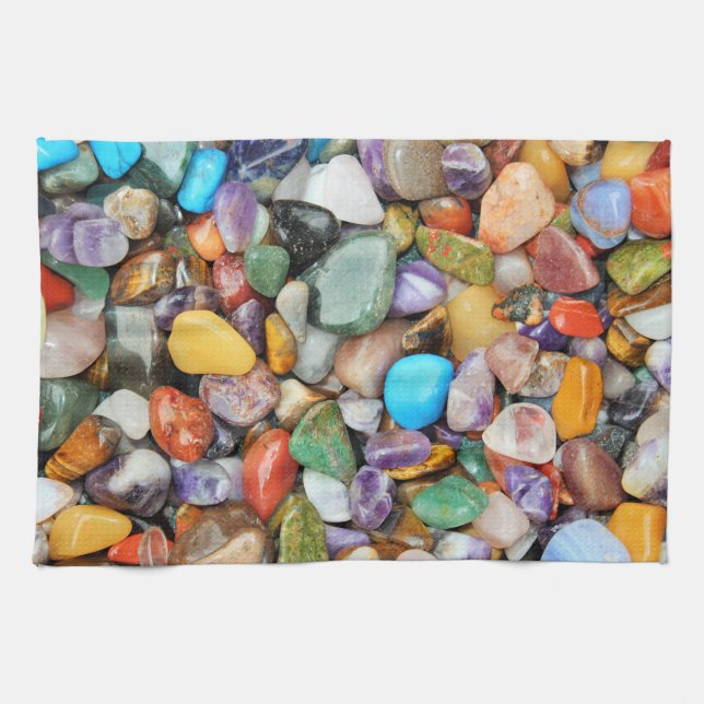 Colourful stones, pebbles, rocks tea towel (Horizontal)
