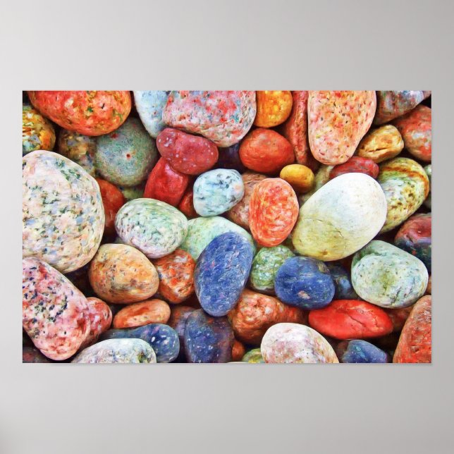 Colourful Stones - River Rocks Painting Poster (Front)
