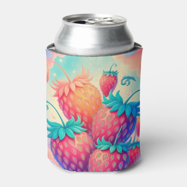 Colourful strawberry can cooler (Can Front)