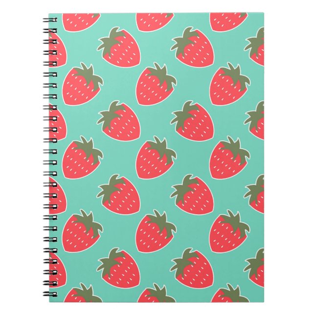 Colourful Strawberry Fruit Seamless Pattern Notebook (Front)