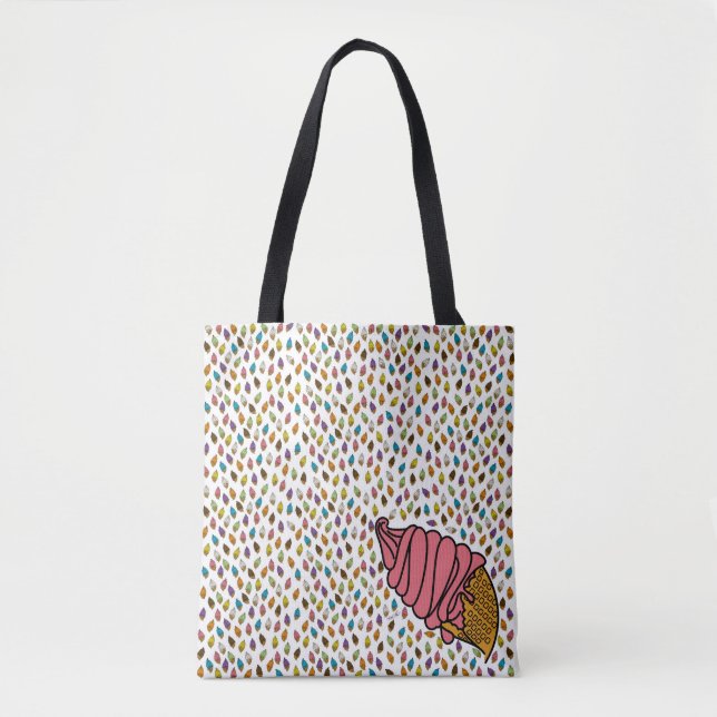 Colourful Strawberry Ice Cream Cone icecreamliciou Tote Bag (Front)
