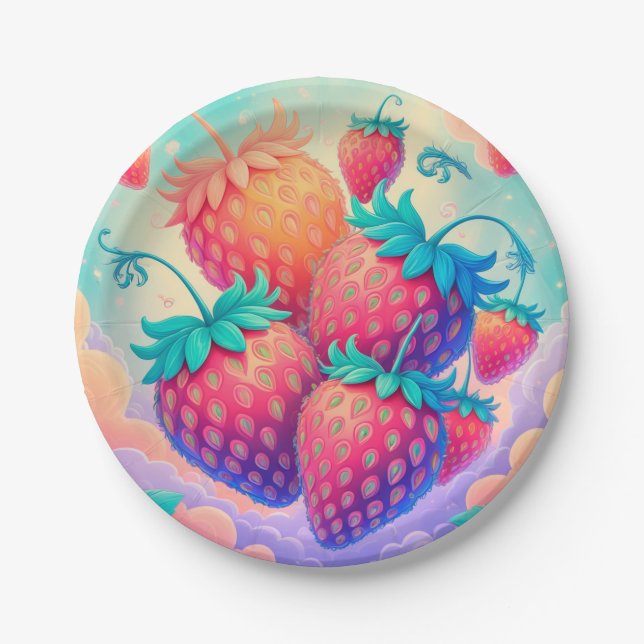 Colourful strawberry paper plate (Front)