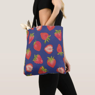 Colourful strawberry pattern tote bag