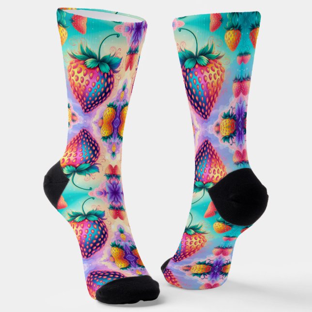Colourful strawberry socks (Angled)