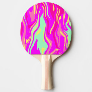Colourful Streaks of Pink Magenta Yellow Mint Gree Ping Pong Paddle
