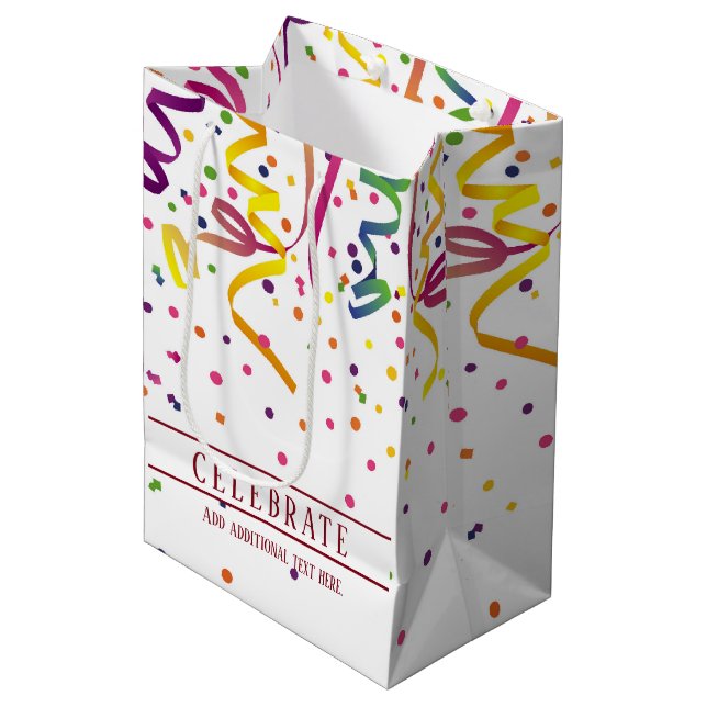 Colourful Streamers And Confetti Gift Bag (Front Angled)