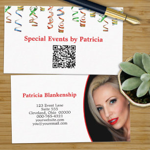 Colourful Streamers QR Code Photo Professional Business Card