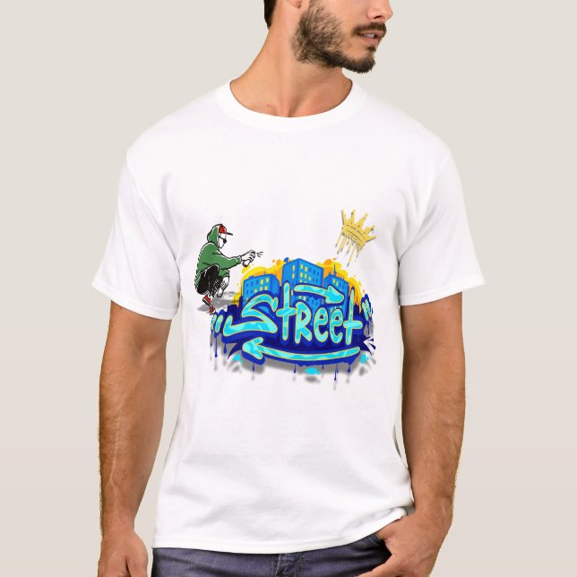 Colourful Street Graffiti on Urban Wall Street Art T-Shirt (Front)