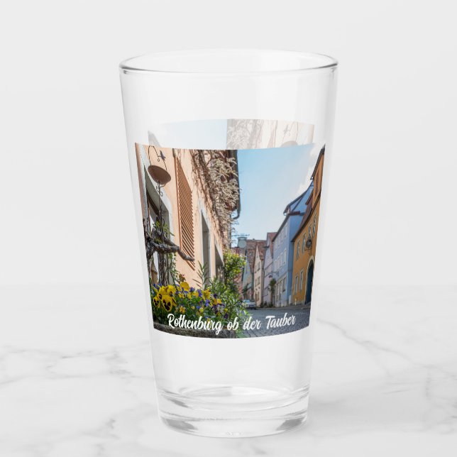 Colourful street in Rothenburg ob der Tauber Glass (Front)