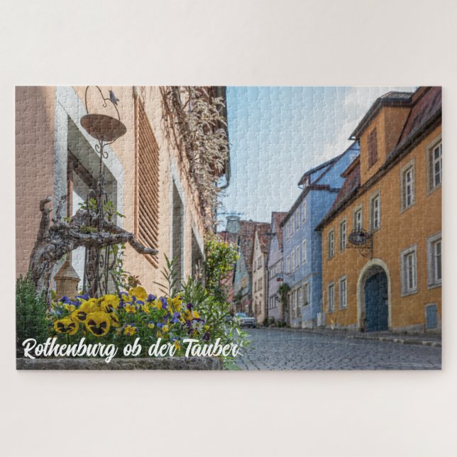 Colourful street in Rothenburg ob der Tauber Jigsaw Puzzle (Horizontal)