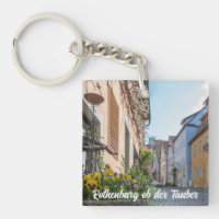 Colourful street in Rothenburg ob der Tauber