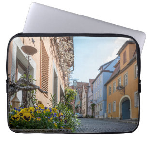 Colourful street in Rothenburg ob der Tauber Laptop Sleeve