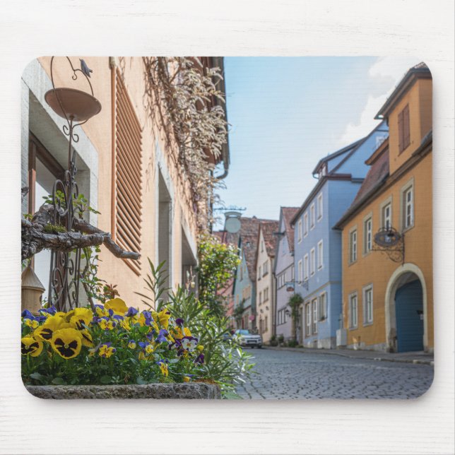 Colourful street in Rothenburg ob der Tauber Mouse Mat (Front)