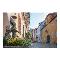 Colourful street in Rothenburg ob der Tauber