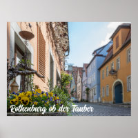 Colourful street in Rothenburg ob der Tauber