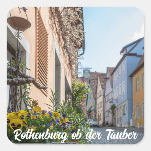 Colourful street in Rothenburg ob der Tauber Square Sticker
