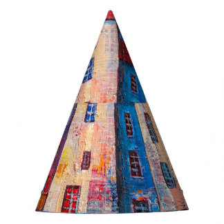 Colourful Street Panorama Impressionist Art Party Hat
