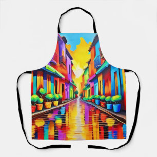 Colourful Street Scene Art Apron