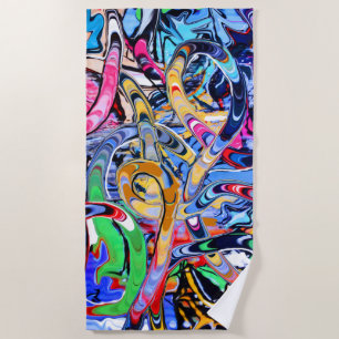 Colourful street style graffiti beach towel