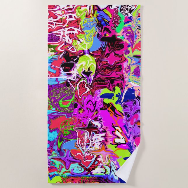 Colourful street style graffiti  beach towel (Front)