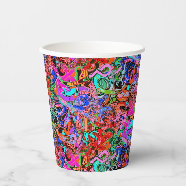 Colourful street style graffiti  paper cups (Front)