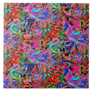 Colourful street style graffiti  tile