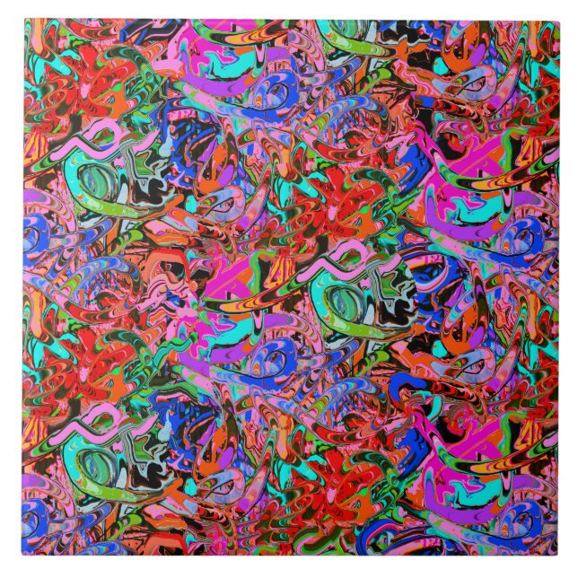 Colourful street style graffiti  tile (Front)